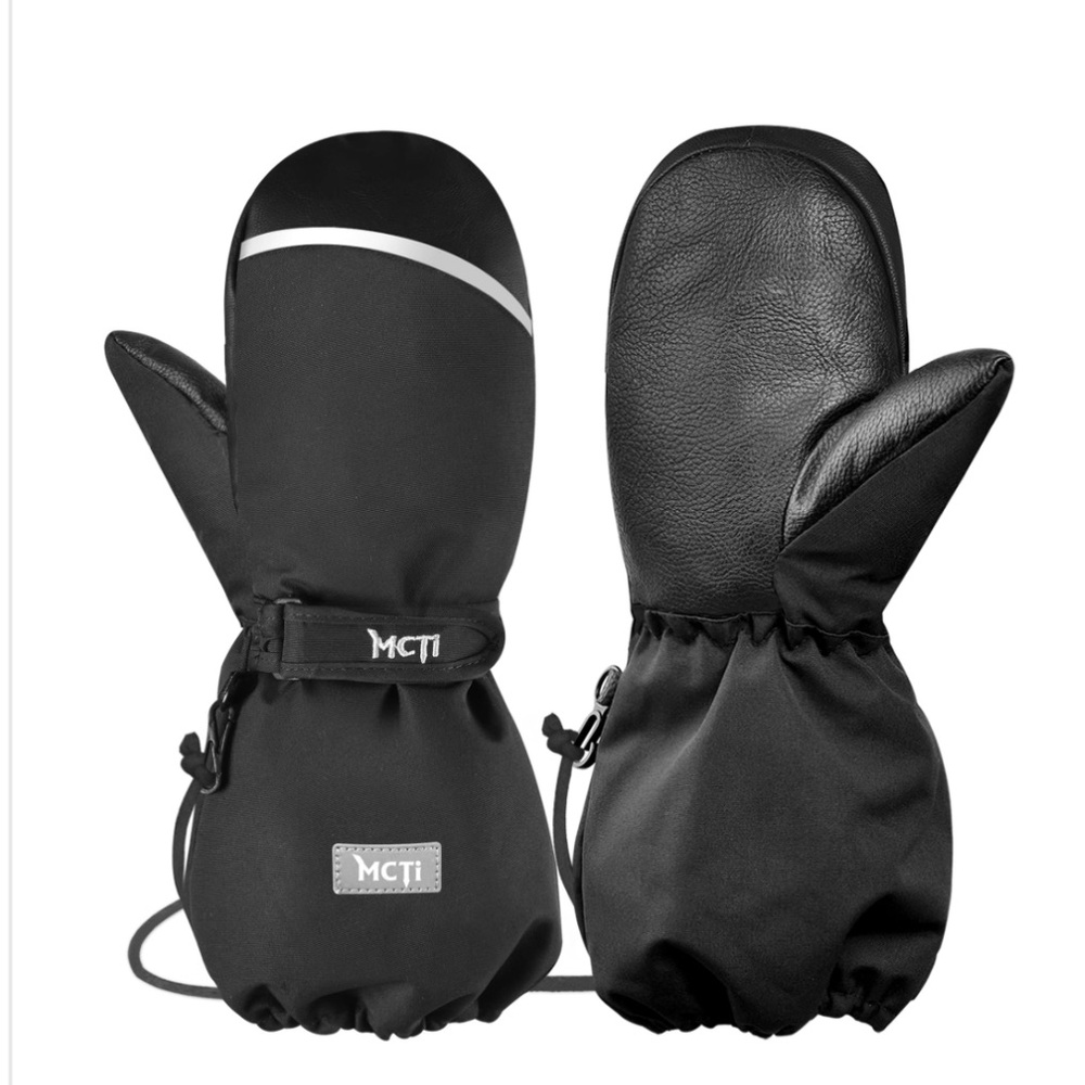 Waterproof Sherpa-Lined Cuffed Mittens w/Toggle Black Kids XS (2-4 yrs).